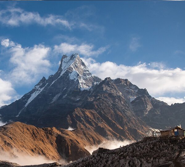 Elevate Trek-Machhapuchhre and Mardi Himal peak under blue sky